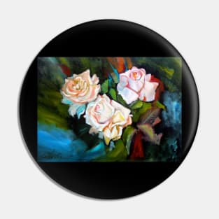 White Glowing Roses Pin