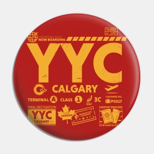 Vintage Calgary YYC Airport Code Travel Day Retro Travel Tag Canada Pin