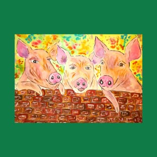 Three Little Piggys gossiping over the wall T-Shirt