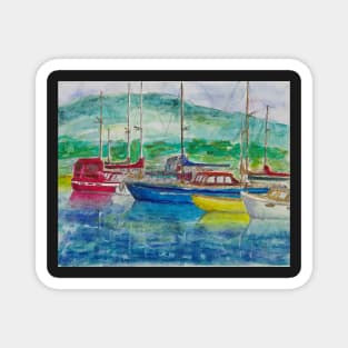 Yachts at Port Huon - Tasmania - Watercolour Magnet