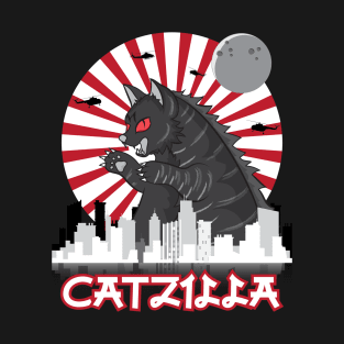 Catzilla Japanese Funny Retro Catzilla. T-Shirt