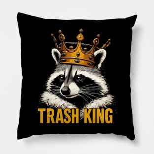 Trash King Cute Funny Raccoon Pillow