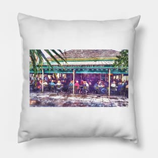 Coffee and Beignets in New Orleans Watercolor Pillow
