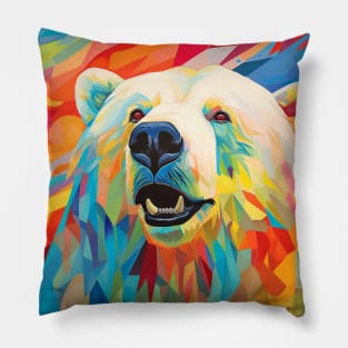 Polar Bear Animal Portrait Colorful Painting Pillow