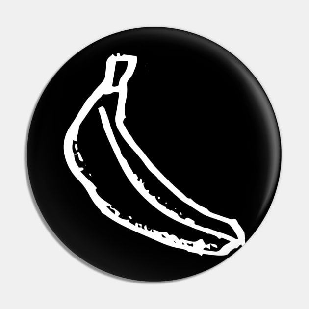 Banana Doodle White Pin by Mijumi Doodles