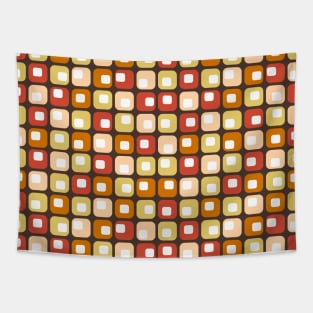 Funky 1970s Squares in Brown Orange Peach Yellow White Tapestry