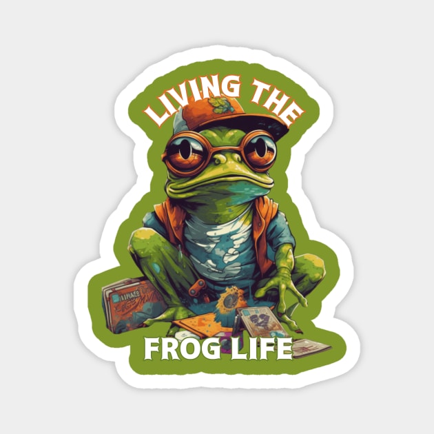 Living the Frog Life, frog t-shirts, t-shirts with frogs, Unisex t-shirts, frog lovers, animal t-shirts, gift ideas, fused fashion, frogs Magnet by Clinsh Online 