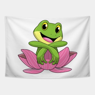 Frog with Lotus flower Tapestry