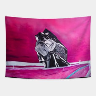 Crushed car in pink Tapestry