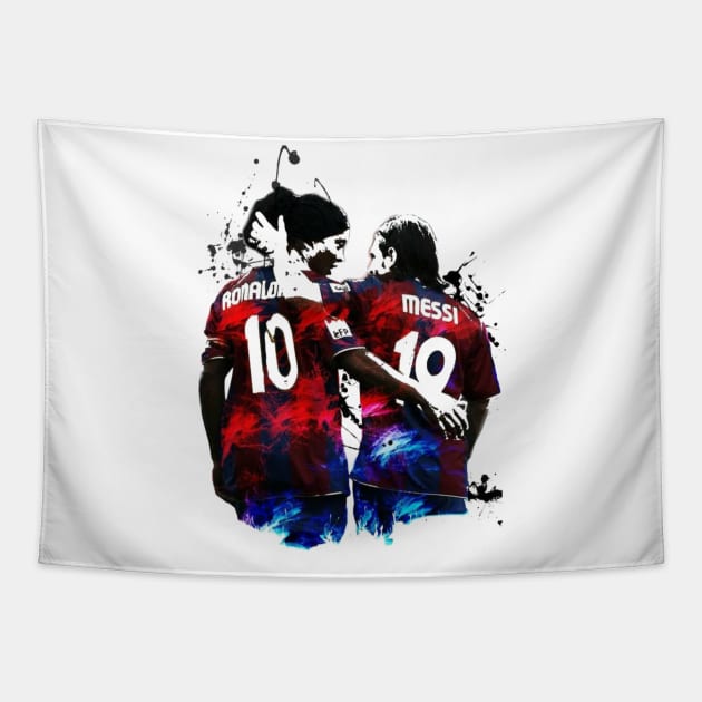 Illustration Messi And Ronaldinho Tapestry by ivonlionard