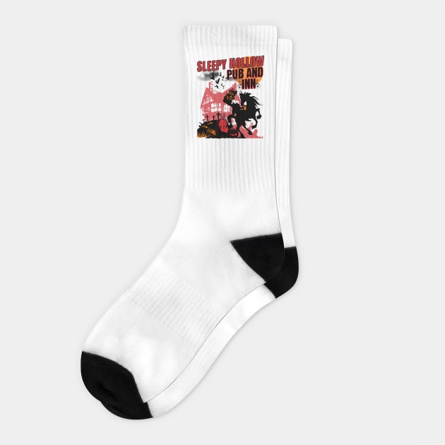Sleepy Hollow Pub and Inn Beer Drinking Headless Horseman Socks by Joaddo