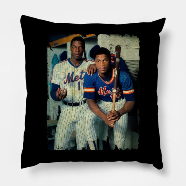 Dwight Gooden and Darryl Strawberry in New York Mets, 1983 Pillow by PESTA PORA