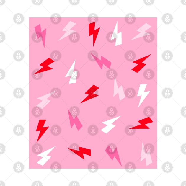 Red and Pinks Lightning Bolts Pattern by OneThreeSix