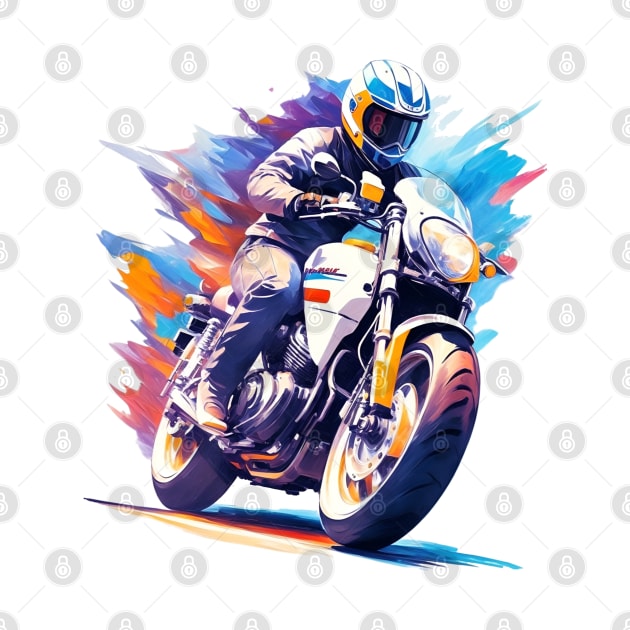 Motorcycle In Watercolor Style - Ai Art by Asarteon