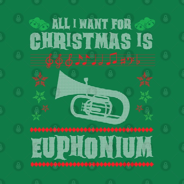 Baritone Euphonium Ugly Christmas Sweater Style Design Gift by missalona