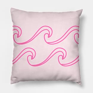 Cute Pink Sea Waves Pillow