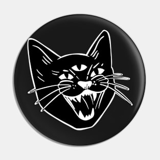 Hissing three eyed Black cat Pin