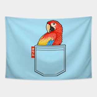 Cute Pocket Bird Pixel Parrot Tapestry