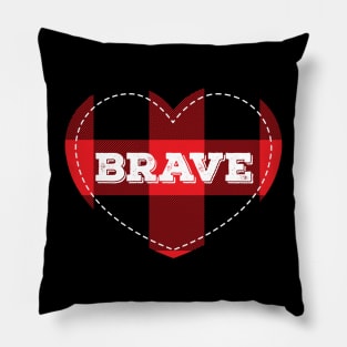 Buffalo Plaid Lumberjack Brave Love Heart Pillow