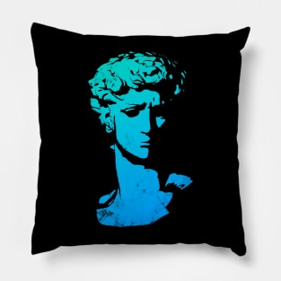 Greek Face Abstract - Blue Pillow