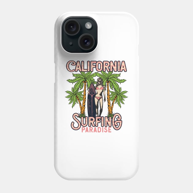 California Surfing Paradise Phone Case by HassibDesign