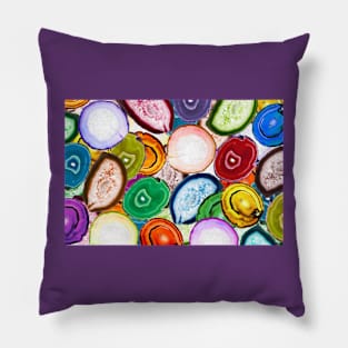 Colorful mosaic made of backlit agate stones Pillow