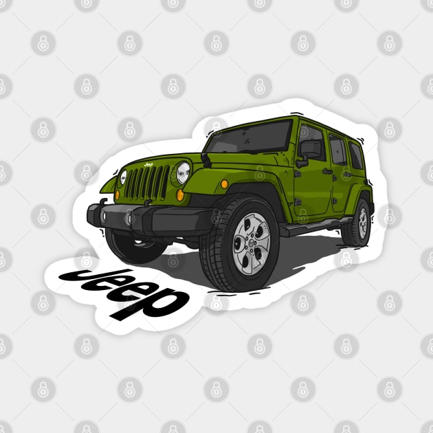 Jeep Wrangler - Army Magnet by 4x4 Sketch