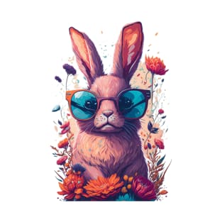 Cool Rabbit Flower T-Shirt