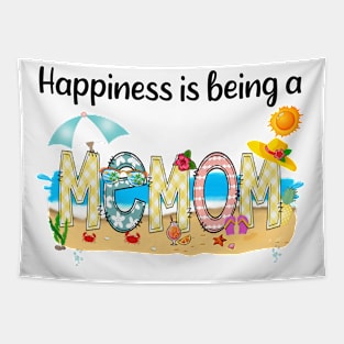 Happiness Is Being A Memom Summer Beach Happy Mother's Day Tapestry