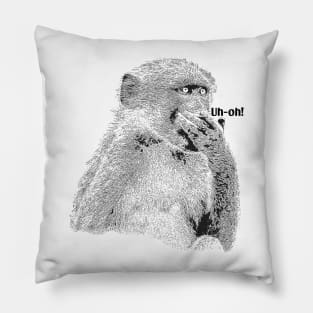 Baboon in Comical "Uh-Oh" Pose | African Wildlife Pillow