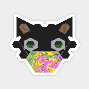 Black Cat Wearing Abstract spring #3 Mask Magnet