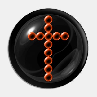 Orange Cross in Glass Ball Pin