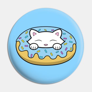 Cute white kitten eating a big blue doughnut with sprinkles on top of it Pin