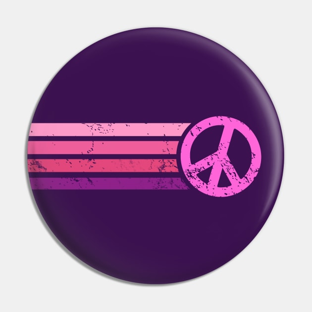 RETRO PEACE STRIPES - Pink & Purple Pin by Jitterfly