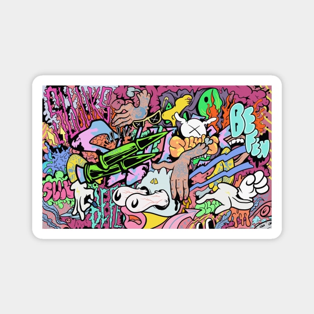 Colorful Slluks montage graffiti illustration Magnet by slluks_shop