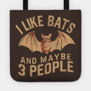 I Like Bats And Maybe 3 People Vampire Gothic Gift For Goth Spooky Halloween Retro Vintage Funny Humour Tote