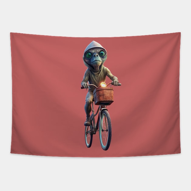 Un extarterrestre en Bicicleta Tapestry by LegnaArt