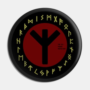 Red Elhaz Futhark Rune Symbol Pin