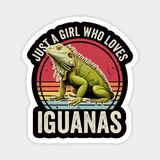 Just A Girl Who Loves Iguanas Funny Iguana Magnet by Visual Vibes