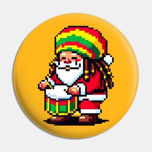 8-Bit Reggae Santa - Tropical Christmas Drums Pin