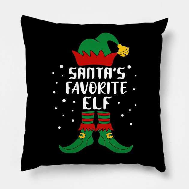 Santa's Favorite Elf Family Christmas Pillow by creativeKh