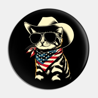 USA Flag Cat 4th of July Funny Patriotic Pin