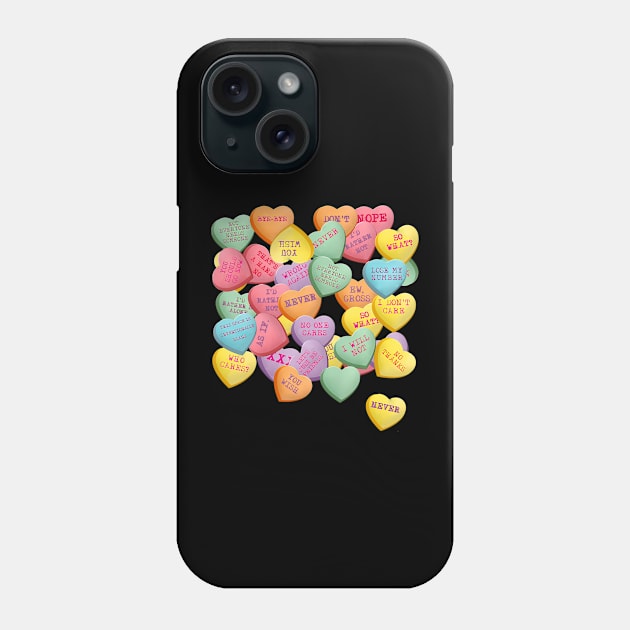 Vintage Candy Conversation Hearts for Anti Valentines Day Phone Case by Aleem James