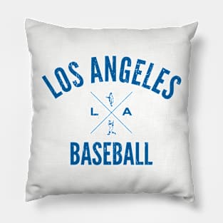 Los Angeles Baseball Distressed Hipster Logo (Blue) Pillow