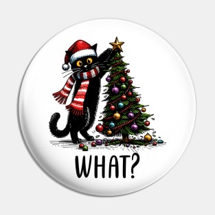 What? Black Cat Christmas Tree Pin