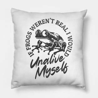 Funny Frog Shirt Unalive Myself Meme Retro Aesthetic Pillow