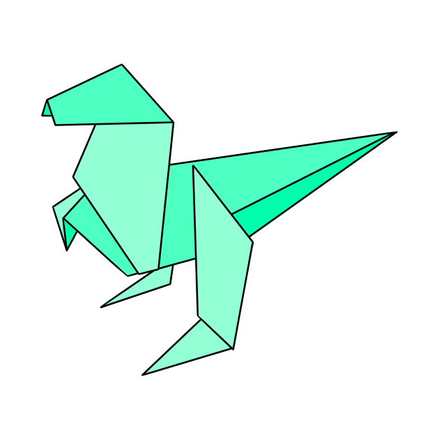 Green origami dinosaur by CalliesArt