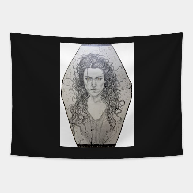 Morgana - pencil drawing Tapestry by dangerbeforeyou