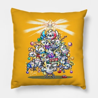 Christmas parrot tree - Happy Christmas with decorated tree Pillow