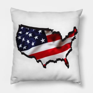 american flag with map Pillow